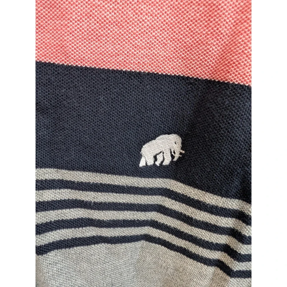 Banana Republic Polo Shirt Mens White Pink Grey‎ Colorblock Striped - Size L